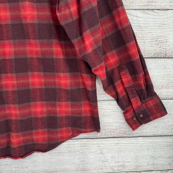Pendleton Mason Plaid Flannel Button Down Shirt Mens XL Red Brown - Picture 7 of 12